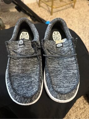 Hey Dude Wally Youth Sport Knit Slip-On in Black and White
